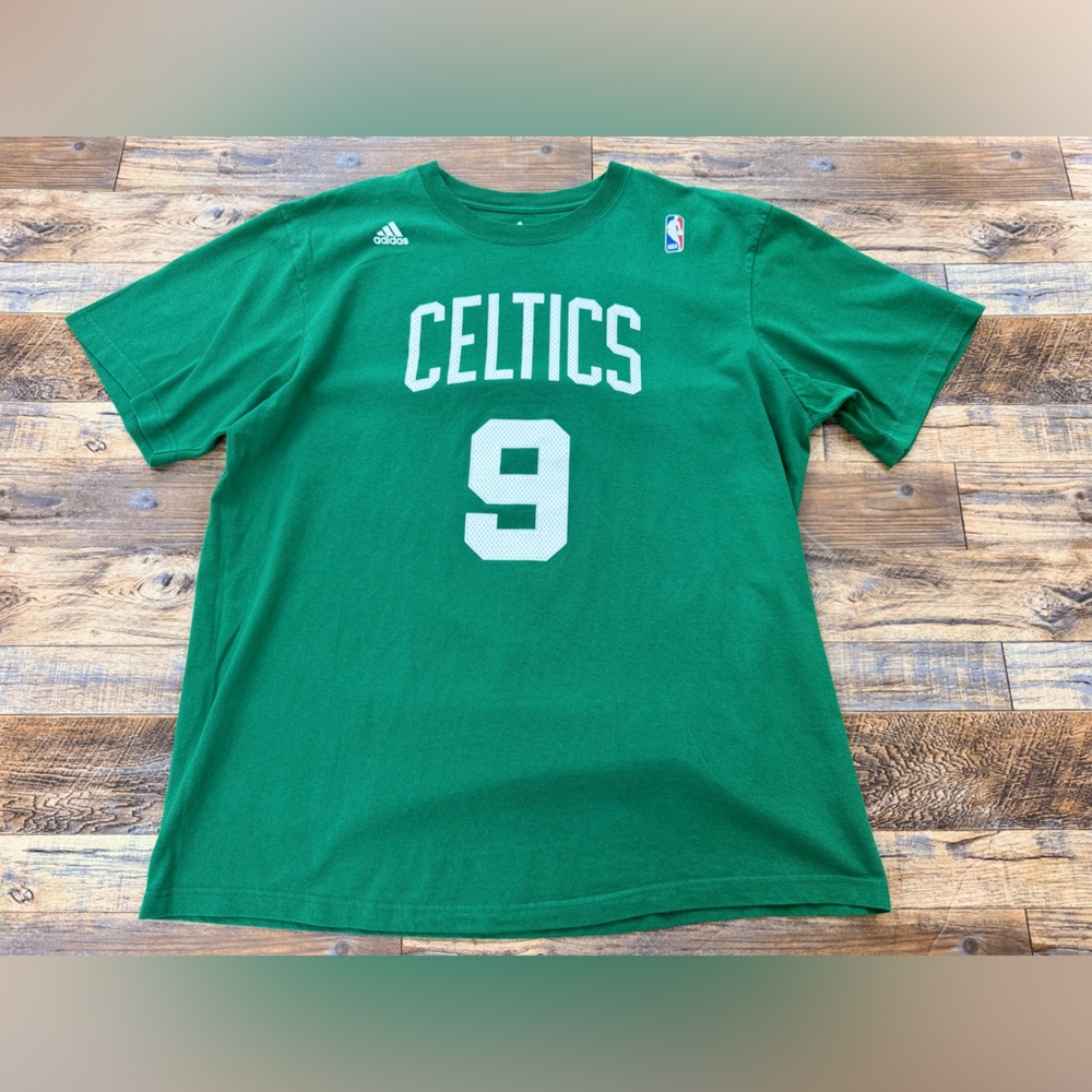 Adidas Men’s Boston Celtics Rondo #9, Green T-Shirt, NBA Logo, Size 2XL